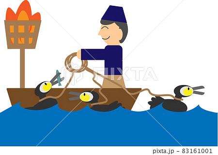 鵜飼いをする人と鵜 83161001