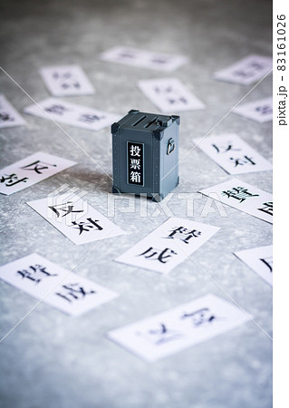 ミニチュアの投票箱と賛成反対 ミニチュアの投票箱と賛成反対 83161026