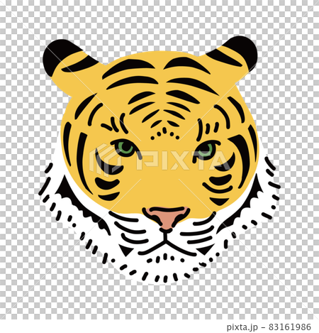 トラの顔だけイラスト リアルアイコンのイラスト素材