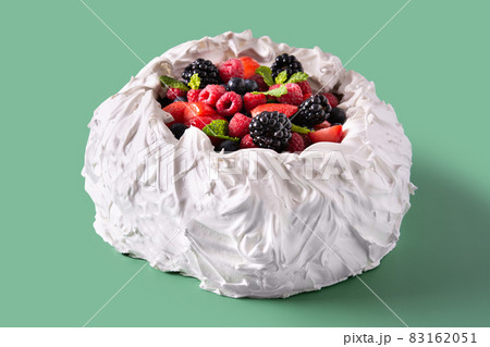 Delicious Pavlova cake with meringue topped and fresh berries 83162051