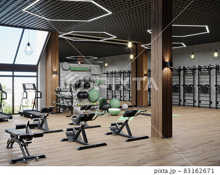 Modern gym interior with sport and fitness... - Stock Illustration  [83162671] - PIXTA