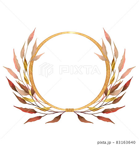 Red and gold leaves frame isolated on white Red and gold leaves frame isolated on white 83163640