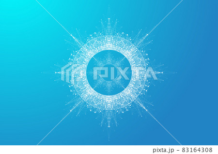 Expansion of life. Colorful explosion background with connected line and dots, wave flow. Visualization Quantum technology. Abstract graphic background explosion, motion burst, vector illustration 83164308