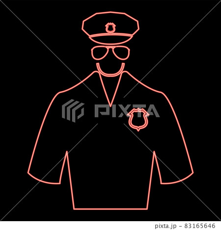 Neon police red color vector illustration flat style image Neon police red color vector illustration flat style image 83165646