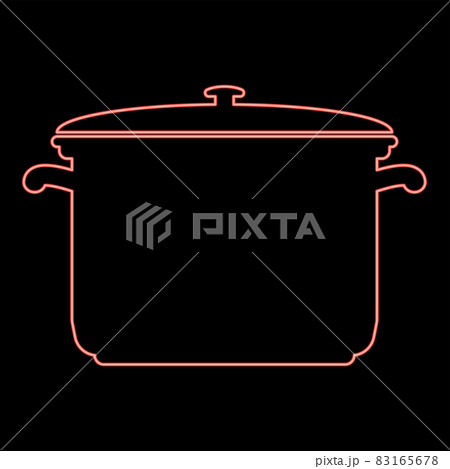 Neon saucepan red color vector illustration flat style image Neon saucepan red color vector illustration flat style image 83165678