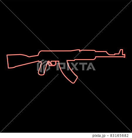 Neon assault rifle red color vector illustration flat style image Neon assault rifle red color vector illustration flat style image 83165682