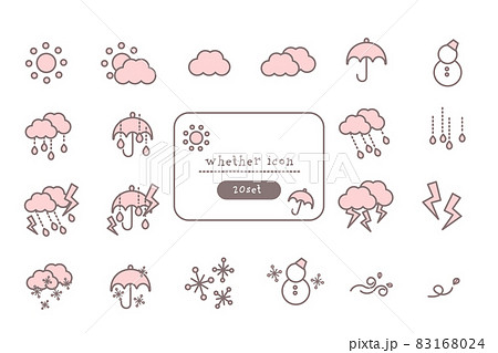 かわいいシンプルな天気アイコンピクトグラムセット 83168024