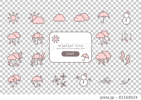 かわいいシンプルな天気アイコンピクトグラムセット 83168024