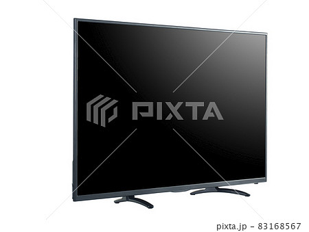 TV 4K flat screen lcd or oled, plasma. Black blank HD monitor isoalted on white. 83168567