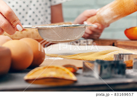 Process of cooking ginger bread cookies close up 83169657