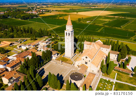 Aerial view of Aquileia with Basilica di Santa Maria Assunta 83170150