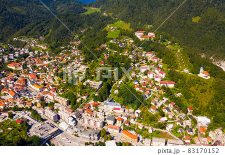 General aerial view of Idrija, Slovenia 83170152