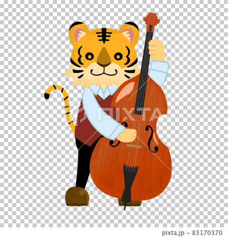 一隻老虎在演奏低音提琴的插圖 83170370
