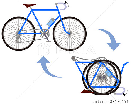 折りたためる自転車 ロードバイクのイラストのイラスト素材