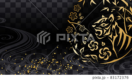 寅の五行_木気をイメージしたトライバル風の背景_虎_16:9 83172376