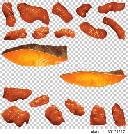 Sweet and spicy fried chicken and salt-grilled salmon set (beautiful even when printed) Sweet and spicy fried chicken and salt-grilled salmon set (beautiful even when printed) 83173517