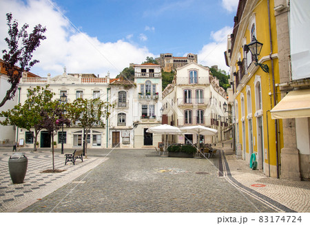 Portugal, Leiria, view of the old medieval castle, the main square of the old town 83174724