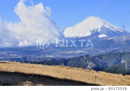 丹沢山地の大野山より雲湧く富士山を望む 83175539