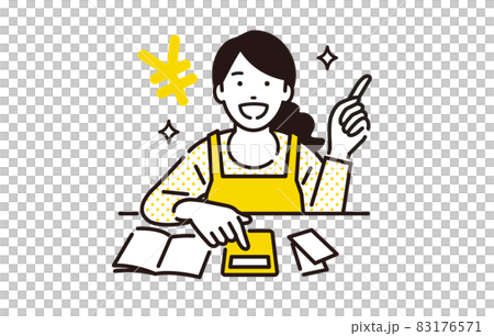 人物 家計管理する主婦_喜ぶ 83176571