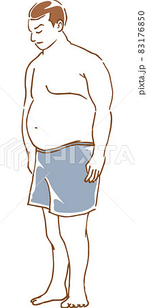 肥満男性のイメージイラスト 手描き のイラスト素材