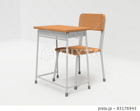 高めの学校の椅子と机のイラスト素材