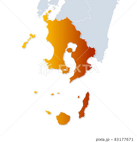 鹿児島県地図のイラスト素材