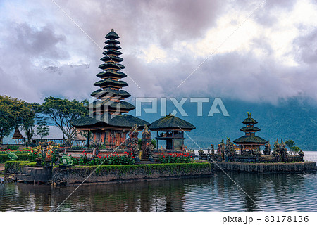 Pura Ulun Danu Beratan or Pura Bratan is a Hindu temple on a lake Beratan in Bali, Indonesia. 83178136