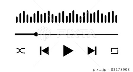 Audio player interface with sound wave, loading progress bar and buttons. Simple mediaplayer panel template for mobile app. Vector graphic illustration Audio player interface with sound wave, loading progress bar and buttons. Simple mediaplayer panel template for mobile app. Vector graphic illustration 83178908