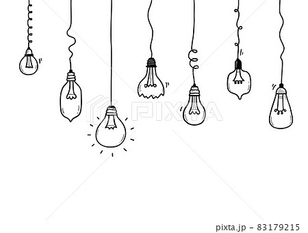Light bulb set. Doodle hand drawn Light bulb set. Doodle hand drawn 83179215