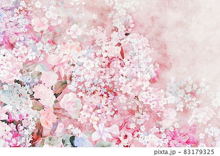 Watercolor rose flower bouquet and background Watercolor rose flower bouquet and background 83179325