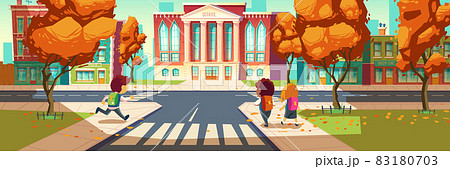 Kids go to school, little students, boys and girl Kids go to school, little students, boys and girl 83180703