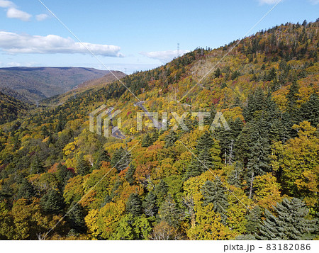 秋の北海道 朝里峠(旧道)を空撮 秋の北海道 朝里峠(旧道)を空撮 83182086