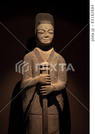 Ancient stone statue of a warrior in Luoyang Museum in Luoyang, China 83182684