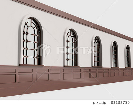 西洋建築の壁 窓付きのイラスト素材 1759