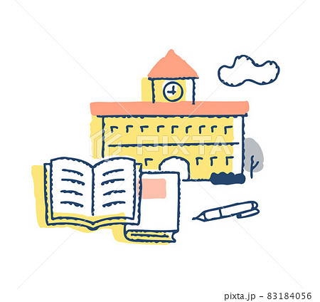 学校と教科書とペン 83184056