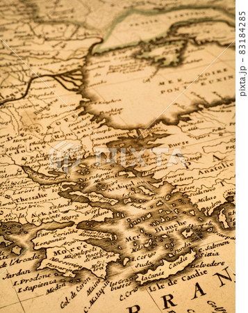 アンティークの世界地図 ギリシャとトルコの写真素材