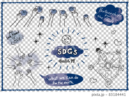 SDGs Goal 17 Simple touch illustration set with the image of "Achieve goals through partnership" 83184441