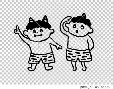 指をさす鬼と上を見上げる鬼 83184650