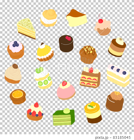 ケーキやタルトのスイーツアイコンセット 83185045