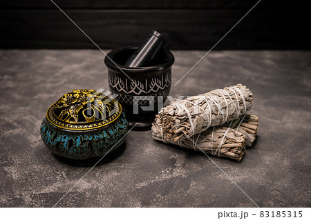 Incense burner for resins and herbs. Zen, Religion concept 83185315