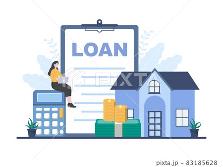 Mortgage Loan Debt Instruments that are Secured by Property Assets such as Real estate Services, Rent, Buying Home or Auction House. Background Vector illustration 83185628