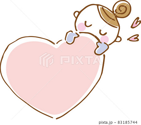 少女とハートのかわいいイラスト(手描き) 少女とハートのかわいいイラスト(手描き) 83185744