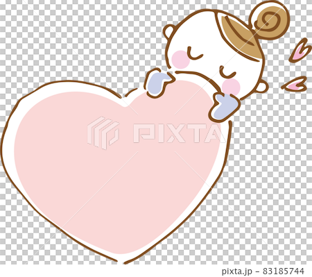少女とハートのかわいいイラスト(手描き) 少女とハートのかわいいイラスト(手描き) 83185744