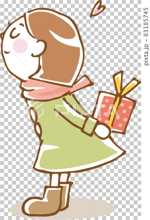 拿著禮物的女孩形象插畫（手繪） 83185745