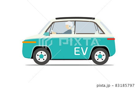 Ev 電気自動車を運転するイメージイラスト 車のイラスト素材
