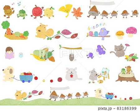秋の素材　フェルト風 83186399