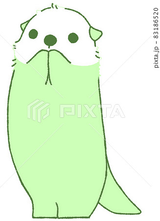 立ちあがって両手を口元にあてるラッコ(緑色) 立ちあがって両手を口元にあてるラッコ(緑色) 83186520