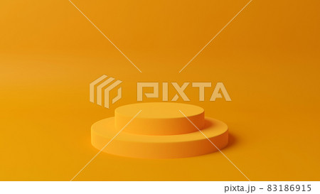 Cylinder podiums in bright yellow colors. Stage 3d render for product in podium background. Minimal 3d rendering. Showcase, display case Cylinder podiums in bright yellow colors. Stage 3d render for product in podium background. Minimal 3d rendering. Showcase, display case 83186915