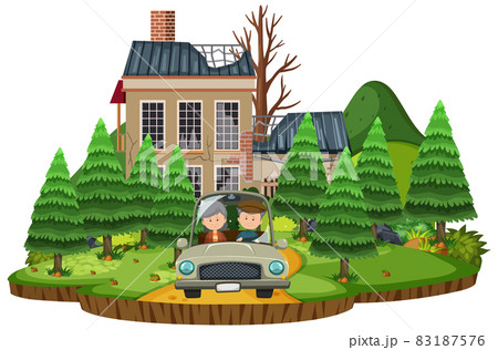 Elderly couple drive off old house 83187576