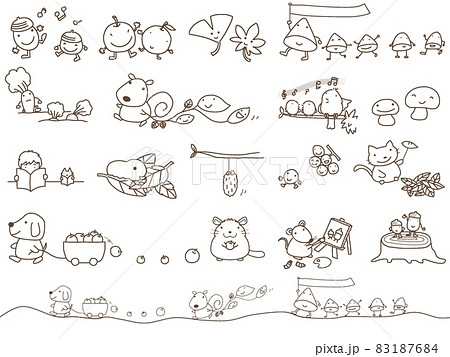 秋の素材　線画 83187684